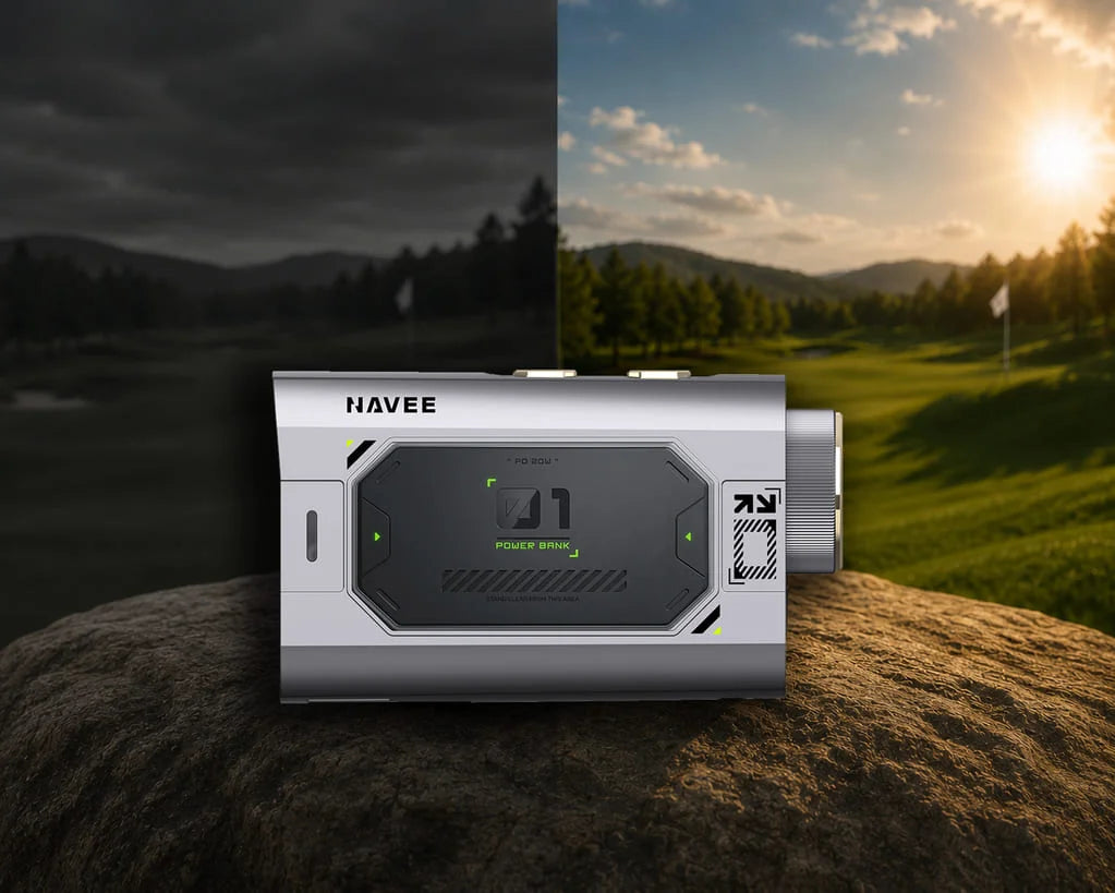 NAVEE MINI Rangefinder with half dull weather conditions and half clear weather conditions